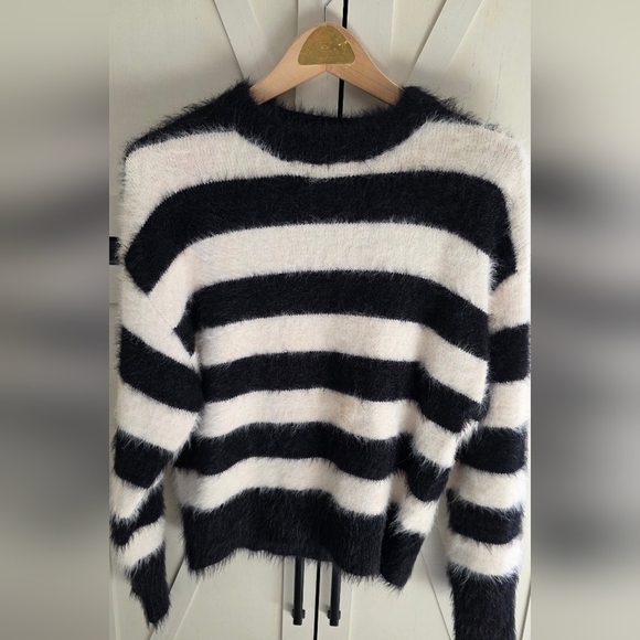 a new day Sweaters - a new day Black and White Striped Women's Sweater